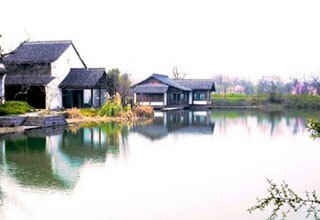 Houses beside River in Xixi Wetland
