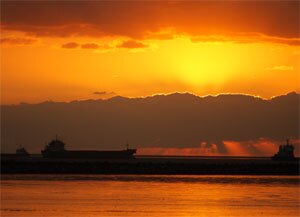 Sunrise at Shanghai Sanjia Port